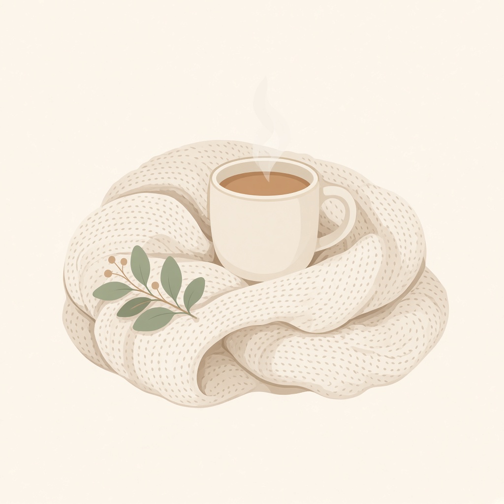 A blanket and a warm mug