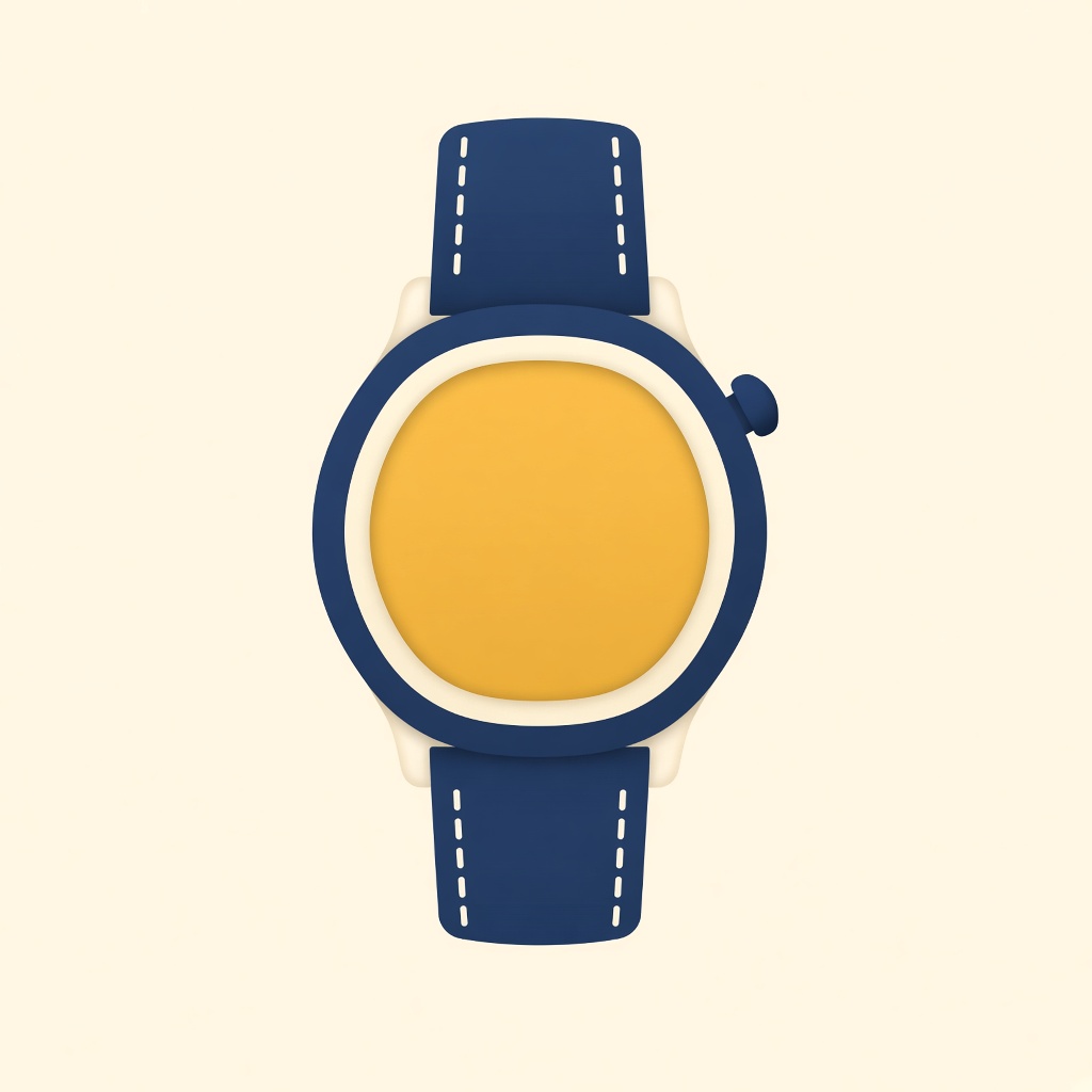 A simple navy and yellow wristwatch