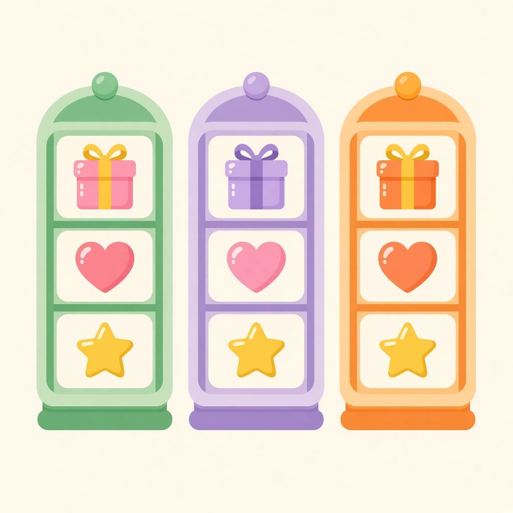 Three colourful gift reels